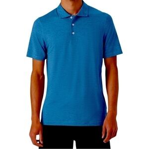 Bugatchi Sapphire Blue Polo Shirt Egyptian Cotton Short Sleeve Size L